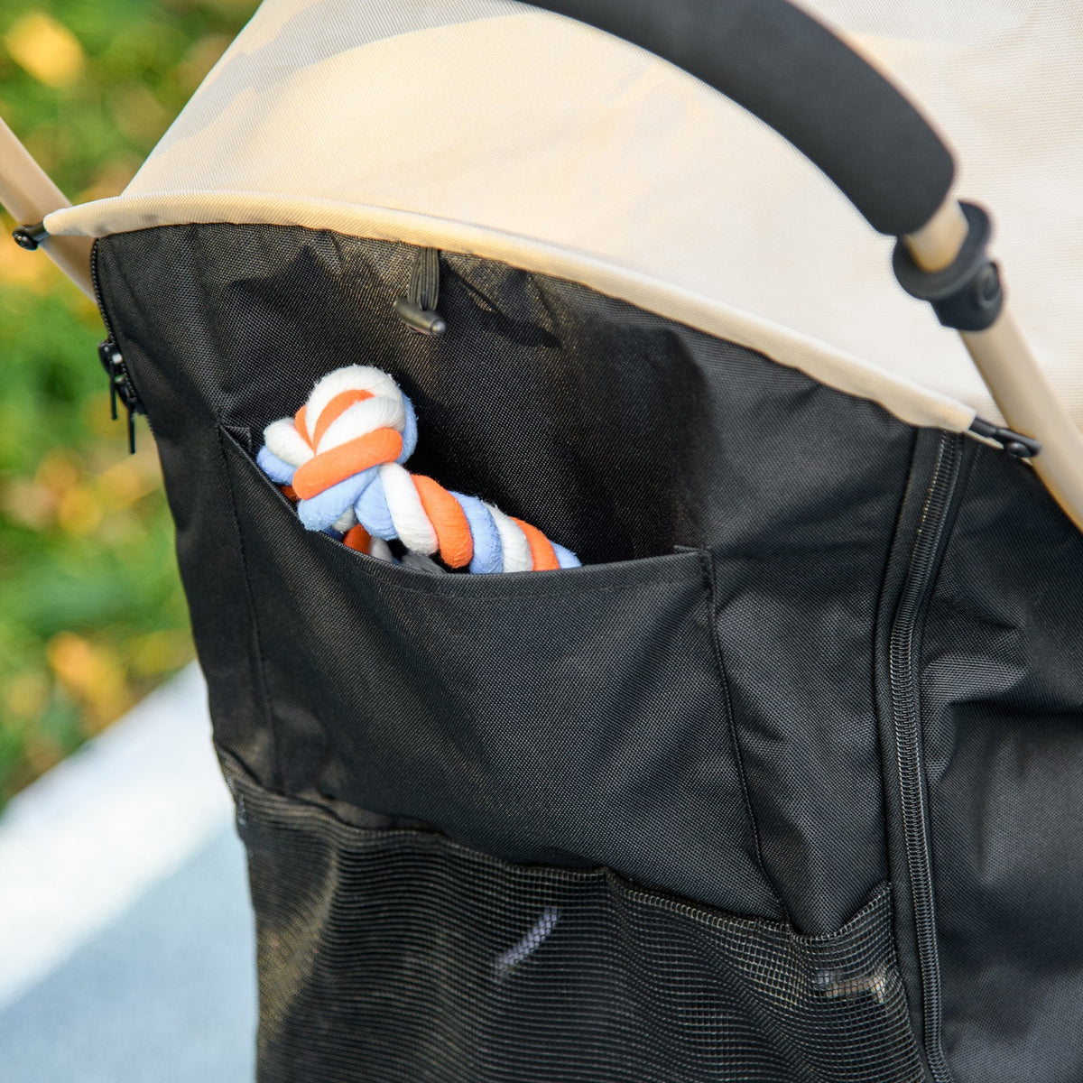 Pawhut Pet Stroller for XS and S Dogs W/ Rain Cover - Khaki