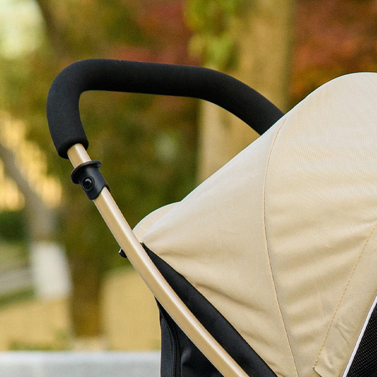 Pawhut Pet Stroller for XS and S Dogs W/ Rain Cover - Khaki