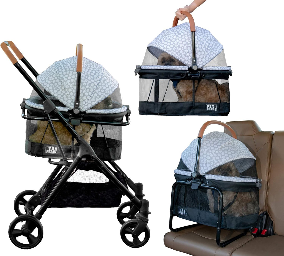 3-In-1 Travel System, View 360 Stroller Converts to Carrier and Booster Seat with Easy Click N Go Technology, for Small Dogs & Cats, Cloud Grey